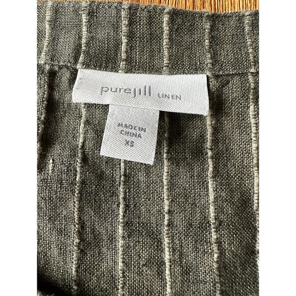 PureJill 100% Linen Green Button Up Blouse Size XSmall - Picture 2 of 6